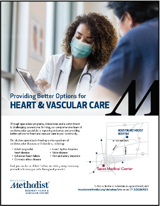 Houston Methodist print ad — 'Providing Better Options for Heart & Vascular Care'